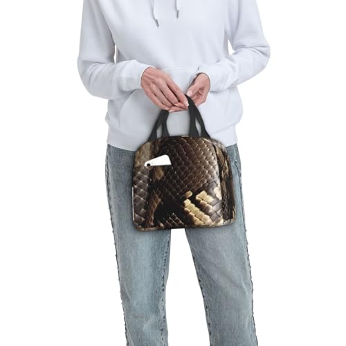 Insulated Lunch Bag Snake Skin Lunch Box for Women Men Reusable Leakproof Lunch Cooler Bag for Office Picnic - color: Snake Skin