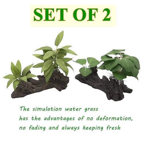 M2cbridge Artificial Fish Tank Plants Silk Aquarium Plastic Plant Aquatic Water Grass Foreground Decor(2PCS Big Green) - color: 2pcs Big Green