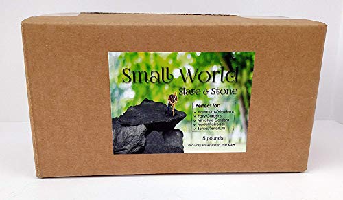 Natural Slate Stone 3 to 5 inch Rocks for Miniature and Fairy Garden, Aquascaping Aquariums, Reptile enclosures & Model Railroad. (5lbs) | Hand sorted, tumbled & washed in the US by our family-owned small business. Great in paludariums, mosaics & fairy ga
