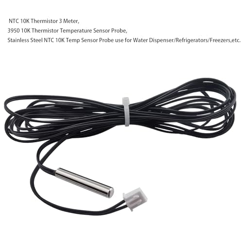 4pcs 10K Thermistor 3 M, 3950 NTC 10K Thermistor Temperature Sensor Probe, Stainless Steel NTC 10K Temp Sensor Probe use for Water Dispenser/Refrigerators/Freezers,etc. - style: 4pcs NTC 10K 3950 Thermistor 3 Meter