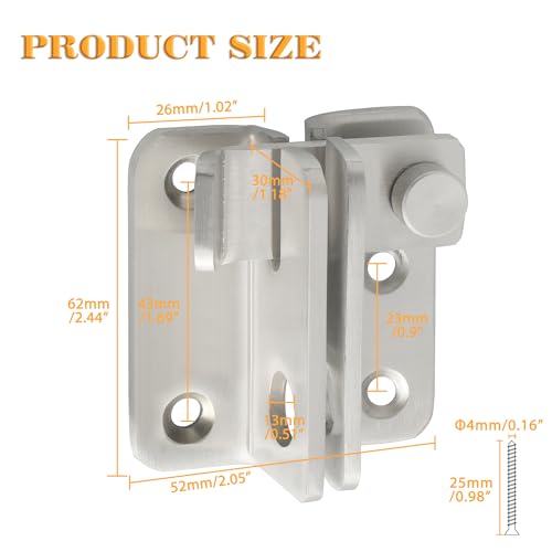 Alise Flip Latch Gate Latch,Heavy Duty Door Latch Barn Door Lock,Brushed | Stainless Steel Door Lock Latches for Wooden Fence Shed Barn Chicken Dog Cage Window Cabinet Backyard Garage - color: Brushed Nickel, size: Large Size
