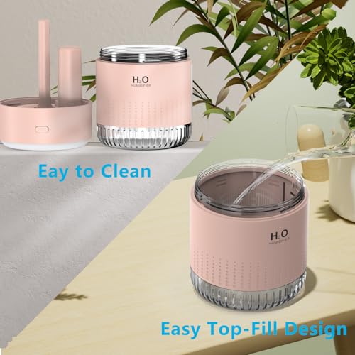SZO Plant Humidifier Indoor, 500ml Soft Pink with Colorful Lights | Small Humidifiers for Plants, Travel, Bedroom, Office Desktop, Baby Room - color: Soft Pink 2.0