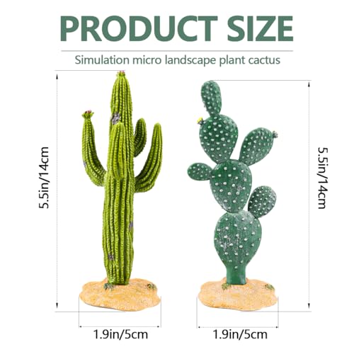 2Pcs Reptile Cactus Plants Terrarium Decoration Faux Reptile Terrarium Cactus Plant Landscape Decoration for Turtle Lizard