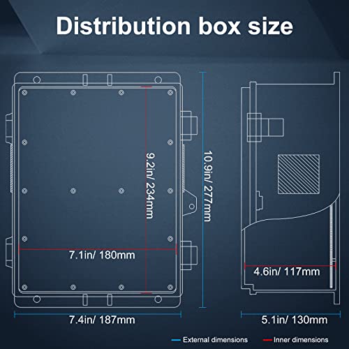 Namunanee Outdoor Electrical Junction Box, ABS Water Resistant Enclosure with Internal Mounting Panel & Hinged Cover, 9.2" H* 7" L* 4.6" W - size: 9.2"H x 7"L x 4.6"W & Standard
