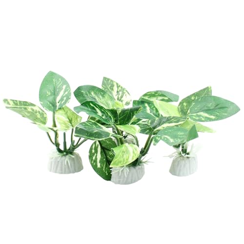 Soft Aquarium Plants Betta Fish Tank Decorations, Green, 2 Inch | Betta Leaf Pad, Silk Plastic Artificial Plants, 4Pcs Set, For Aquarium Reptile Tank Decor - color: D-4pcs Set/Green