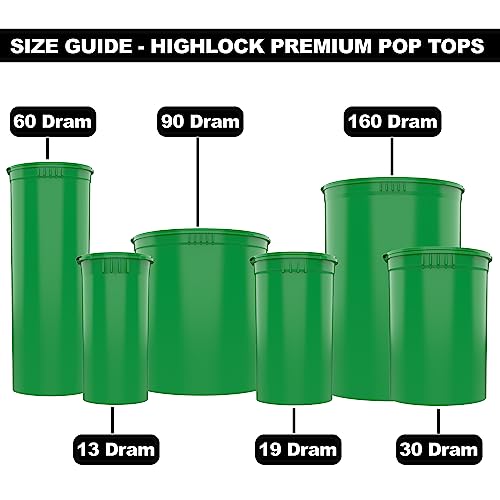 90 Dram CR Plastic Packaging Pop Top Containers - Child Resistant Travel Holder Vial Bottles - 60 qty (Green) - color: Green