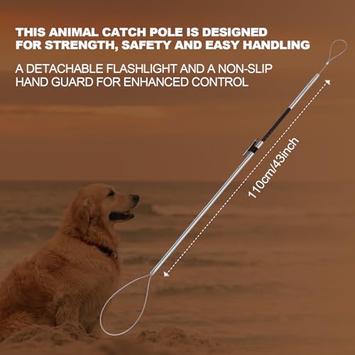 45"-59" Animal Control Pole Dog Catch Rod Noose Holder Tool for Medium Large Wildlife Handling Dogs Feral Cat Raccoons Hog Pig Fox Coyote Bulldog Wolf Goat - size: 45-inch