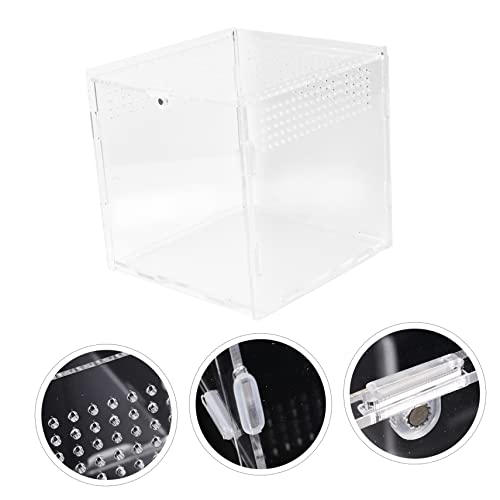 Climbing Pet Feeding Box Transparent Reptile Breeding Container for Spiders Geckos Snakes and Turtles for Easy Feeding and Safe Transport with Breathable
