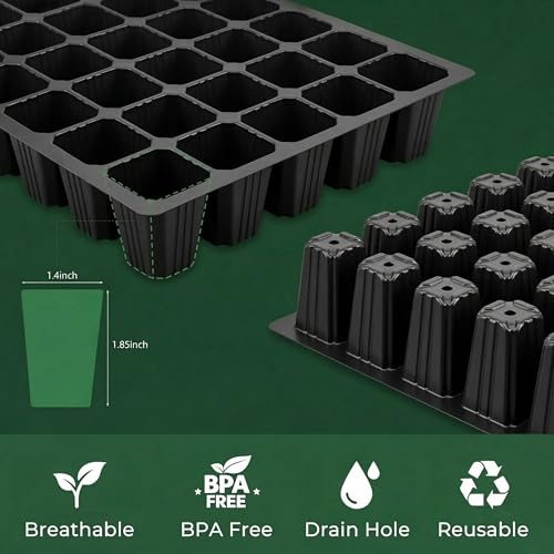 Gardzen 10-Set Garden Propagator Set, Seed Tray Kits with 400-Cell, Seed Starter Tray with Dome and Base 15" x 9" (40-Cell Per Tray) | 400 Cell Garden Propagator Kit with Seed Trays, Humidity Dome and Base for Starting Seeds - size: 40-Cell 10-Pack
