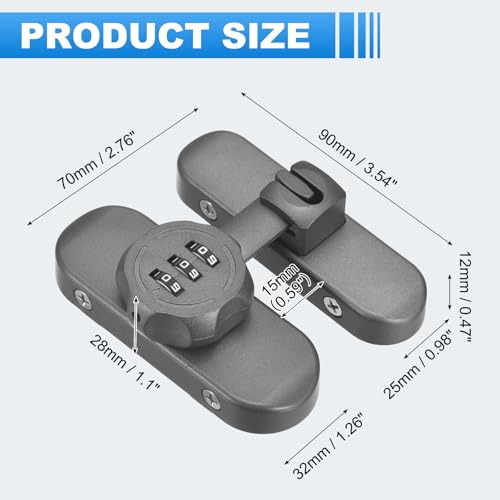 PATIKIL 2Pcs 90/180 Degree Barn Door Combination Lock with Password, 3 Digit Mechanical Password Lock for Sliding Door Gate Cabinets Closet, Gray - color: Gray
