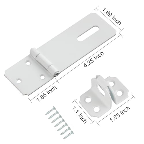 Alise Door Hasp Locks Latch,4 Inch SUS 304 Stainless Steel Packlock Clasp Hasp Lock Latch,Hinge Lock Padlock with Screws for Doors, White Finish 1 Pack - color: White Finish, size: 4 Inch