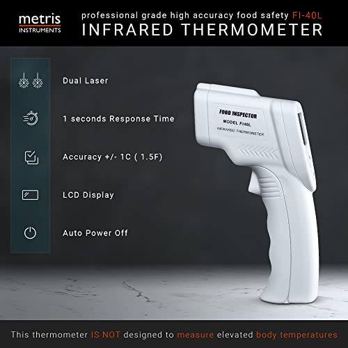 FI40L Food Inspector Accuracy complies to FDA 2022 Food Code Digital Dual Laser Infrared Thermometer Temperature Gun Instant Read for Cooking, Kitchen, Grill, BBQ, Baking