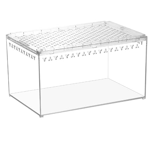 Tarantula Enclosure Spider Terrarium Hermit Crab Tank Large | Polycarbonate Escape Proof Reptile Habitat 11.8" x 7.87" x 5.9" Full View for Isopods Bug Insect Frog Gecko Snails - size: L-Only Terrarium