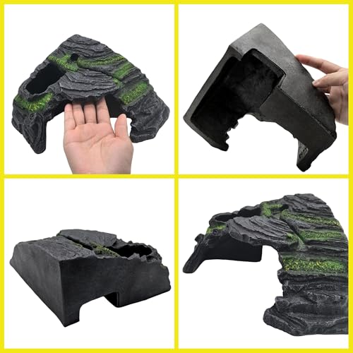 M2cbridge Reptile Hideout Cave Resin Rock Hides Terrarium Habitat Decor(Floating Island)