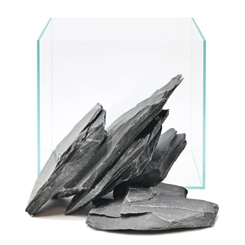 Natural Slate for Aquarium Fish Tank Models Decoration Freshwater Amphibian enclosures (1lb(2-4in), Slate Rock) - size: 1lb(2-4in)