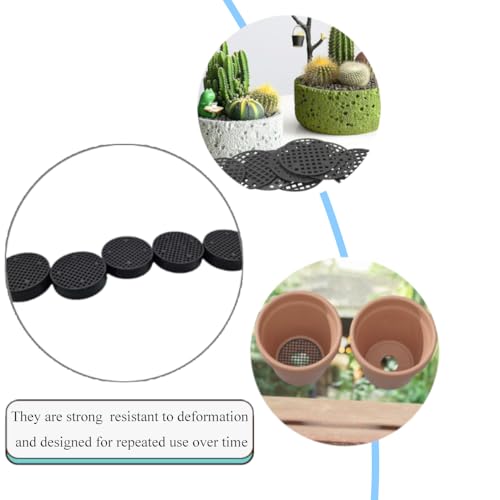 HAHIYO 50PCs 1.8Inch/4.5cm Black Round PP Plastic Flower Pot Hole Mesh Pad Bottom Grid Mat Bonsai Drainage mesh Hole Screens Gasket Prevent Soil Loss Breathable Gasket Drainage Netting for Bonsai - size: Round-1.8In-50P