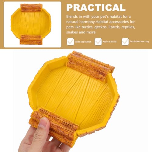 TEHAUX Resin Reptile Feeding Bowl Water Dish, Tortoise Food Container and Water Feeder for Lizard Habitat, Pet Feeding Basin for Reptiles and Amphibians