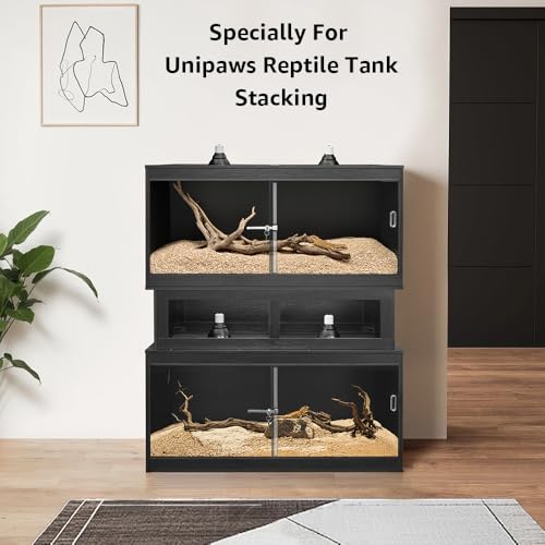 unipaws Reptile Enclosure Stacker for 110 Gallon Reptile Tank, Black | Stackable Base with Heat Lamp Openings and Metal Reinforced Corners - color: Black, size: Stacker for 110 Gallon Tank