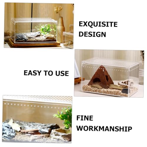 Climbing Pet Feeding Box Transparent Leak Reptile Breeding Container for Spiders Geckos Frogs Snakes for Safe Transport Habitat Observation