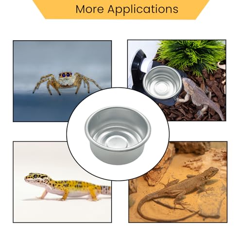 14 Pcs Gecko Food Cups, Crested Gecko Food Dish, 0.5oz Metal Reptile Feeding Cups, Feeder Ledge Accessories Supplies for Crested Gecko, Lizard, Tarantula and Small Pet