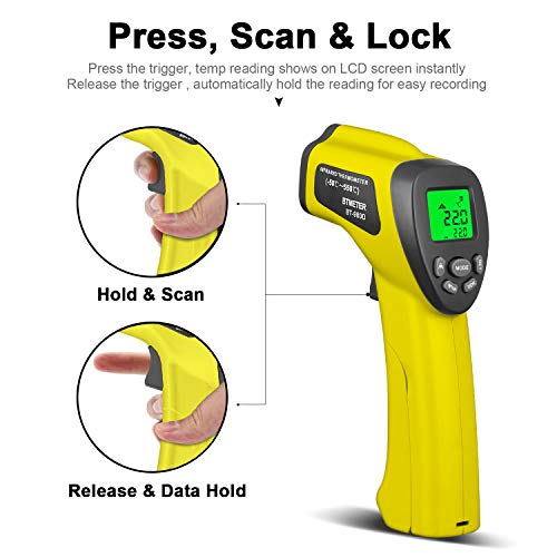BT-980D D:S 12:1 Handheld Industrial Infrared Thermometer, Digital Non-Contact Laser Temperature Gun for -58℉ to 1022℉(-50°C ~ 550°C) - NOT for Human Temp