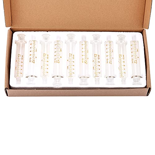 10 Pack 10ml Glass Syringe With Caps