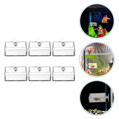 GANAZONO 6pcs Reptiles Food Dishes Feeder Bowls Square Dishes Trays Fish Tank Suction Cups Shrimp Feeder Aquarium Accessories