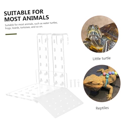 GALPADA Acrylic Turtle Basking Platform Wall Hooks Tortoise Floating Dock for Reptiles Climbing Ramp for Turtle Tanks - size: 17.5X15.5X12CM