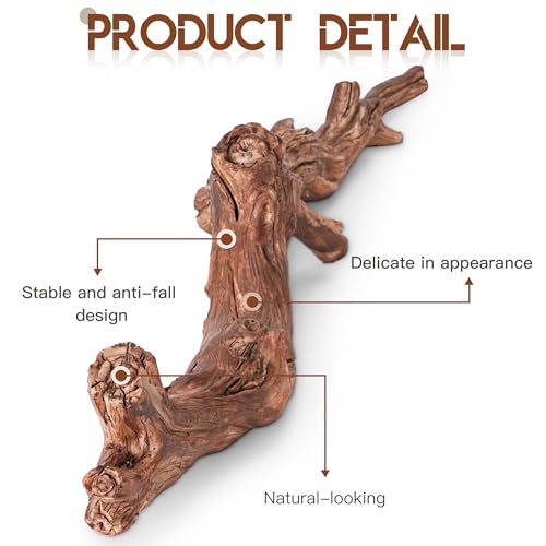 Lifelike Resin Climbing Root Branch Decor for Reptile Terrarium, Reptile Vivarium Habitat Decoration for Bearded Dragons, Geckos, Lizards, Snakes, 9.7 Inch - style: Root