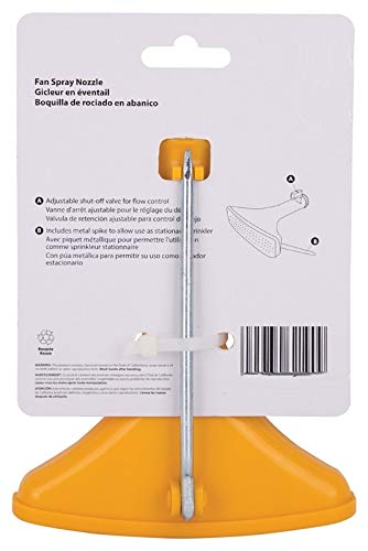Rocky Mountain Goods Value Fan Spray Nozzle - Plastic Nozzle for Garden Hose - Adjustable Shut Off Valve - Metal Spike for Lawn Watering or Folds for Hand Watering - Soft Fan Spray Easy on Plants