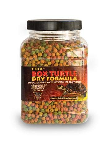T-Rex Box Turtle Food Dry Formula – Reptile Diet with Added Vitamins & Minerals, Easy-to-Moisten Turtle Food, 16 oz