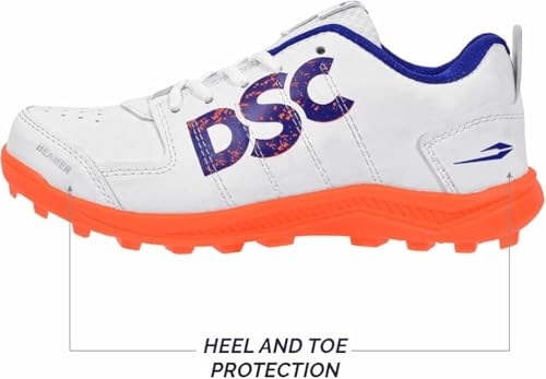 DSC Beamer Cricket Shoes for Men – Lightweight Performance Sports Shoes, Durable & Comfortable Fit - color: Fluro Orange-white, size: 7