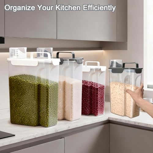 Rice Storage Containers, Rice dispenser with Pouring Spout Portable Handle for Flour, Pasta, Grain and Baking, Pet Dog Cat Bird Food Container 20 LB Grey - color: 20lb Grey