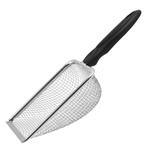 1Pc Stainless Steel Cat Litter Scoop, Fine Mesh Pet Sand Sifter Shovel | Small Hole Mesh Scooper with Comfort Handle,Suitable for Bentonite Sand, Cat, Reptile,Quail Terrarium Waste Cleaning