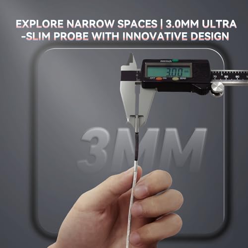 3mm Two-Way Articulating Borescope, 5 Inch HD Industrial Endoscope Inspection Camera with Light, Stainless Steel Flexible Fiber Optic Scope Camera 0.12in Automotive Mechanics Tool - size: 3.0mm