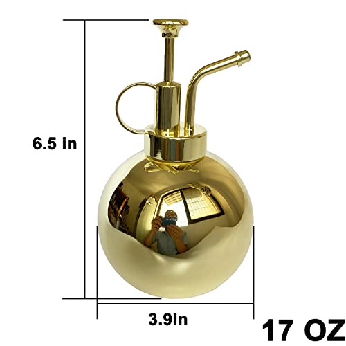 Stainless Steel Plant Sprayer, Small Watering Can, Modern Gardening Tool for Indoor Potted Plants, Gold Color - color: 17oz/Gold color
