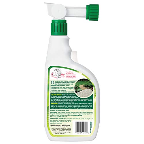 Simple Green Outdoor Odor Eliminator for Pets, Dogs, Ideal for Artificial Grass & Patio (32 oz Hose End Sprayer) - size: 32 Fl Oz (Pack of 1)