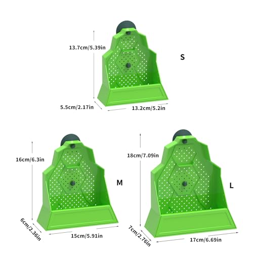 Anti-Escape Feeding Bowl with Ventilation Holes and Strong Suction for Amphibians Diets Suction Cup Reptiles Feeder - size: L