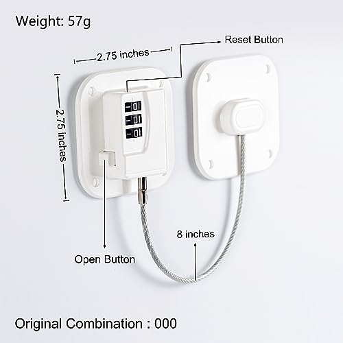 Refrigerator Lock, Heavy Duty Fridge Lock, Combination Lock for Refrigerator Cabinets, Drawers, Safety Lock, Easy Install No Keys Needed (White-4Pack) - color: White-4Pack