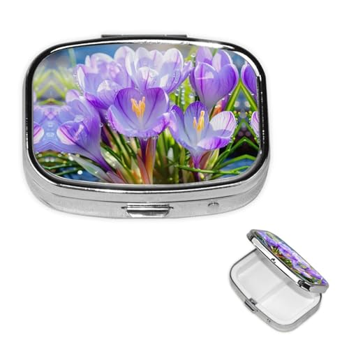 Square Round Pill Case Saffron Pill Box Daily 2 Compartment Travel Pill Container for Pocket Purse Portable Medicine Cod Liver Oil Storage Box 2 Times a Day Pill Organizer - color: Saffron