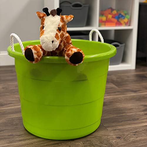 HOMZ Utility Tub, Storage Bucket with Rope Handles, 17 Gal, Green, 2 Pack | Portable Plastic Container, Indoor and Outdoor Bucket for Kitchen, Laundry, Garden, Bathroom, and Garage Organization - color: Bold Lime Green