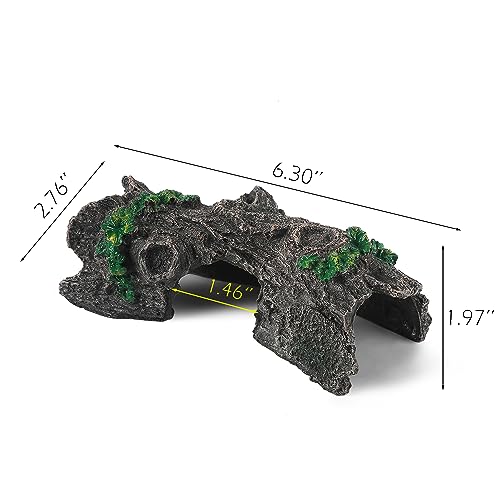 IBWell Aquarium Wood Fish Tank Decorations,Resin Fake Logs Terrarium DÉCor, Reptile Hide Aquarium Hideout for Fish Cave, Small Turtles, to 20 Gallon Tank - size: 6.3"*2.0"*8.9"