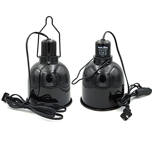 Reptile Light Fixture, 2-Pack 5.5'' Deep Dome for Reptile Light/Heat Lamp/UVB Light, Dual Heat Lamp Holder Fixtures - size: 5.5'' Deep Dome