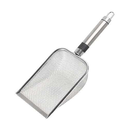 Gralara Reptile Sand Stainless Steel Fine Mesh Reptile Substrate Metal Sand Scoop, Terrarium Substrate Litter Cleaner Corner Scoop, Steel Handle 2.9mm