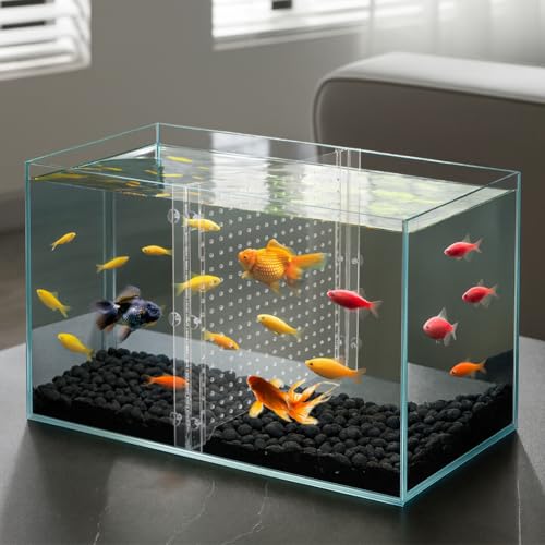 UNICRAFTALE Acrylic Fish Tank Divider Transparent Aquarium Divider Adjustment Clear Fish Tank Separator Set with 12Pcs Suction Cups Fishes Tanks Separator for Betta Fishes 10.98"x11"x0.12"