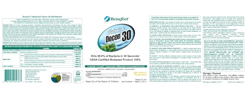 Benefect Botanical Decon 30 Disinfectant Cleaner - All Natural Formula for Effective Cleaning Power - Ideal for Restoration Jobs & Water Damage - 20476 - 1 Gallon - size: 128 Fl Oz (Pack of 1)