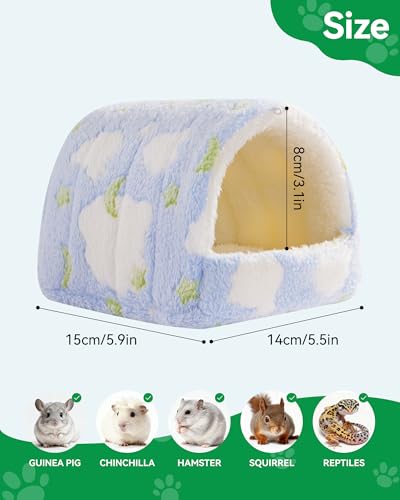 Hamster Hideout Hamster House,Washable Guinea Pig Cage Small Animal Cage Accessories for Mouse Chinchillas Hamsters Hedgehogs Ferrets Bearded Dragons and Rats - color: Blue, size: 6*6in