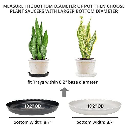 Plant Saucer, 7 Pack 8 10 12 14 15 Inch Durable Plastic Plant Trays for Pots, White & Black Round Plant Pot Saucers, Drip Tray for Indoor and Outdoor Garden (10", for 7 8 Inch Pot) - color: Black & White (10" x 7)