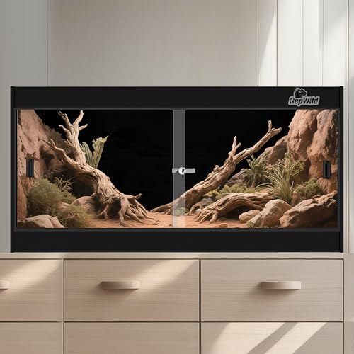 4x2x2 (120 Gallon) PVC Reptile Enclosure, RepWild Terrarium/Tank with Heavy-Duty Screen Top, Glass Sliding Doors & Lock for Bearded Dragons, Ball Python, Geckos, Lizards - size: 48"W x 24"D x 24"H