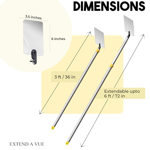 Inspection Mirror Telescoping Pole, Lightweight & Durable, 3 ft - 6 ft Pole, 3.5 x 6 inch Acrylic Mirror - size: 3.5 x 6 inch Acrylic Mirror, style: 3 ft - 6 ft Pole